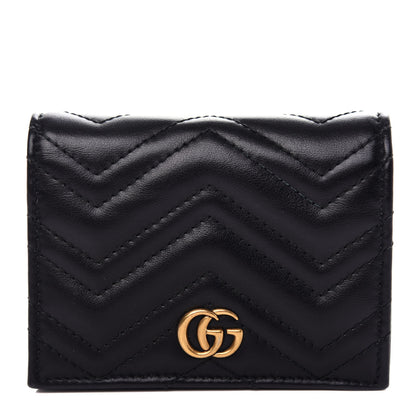 Gucci Calfskin Matelasse GG Marmont Card Case Wallet Black 1 of 7