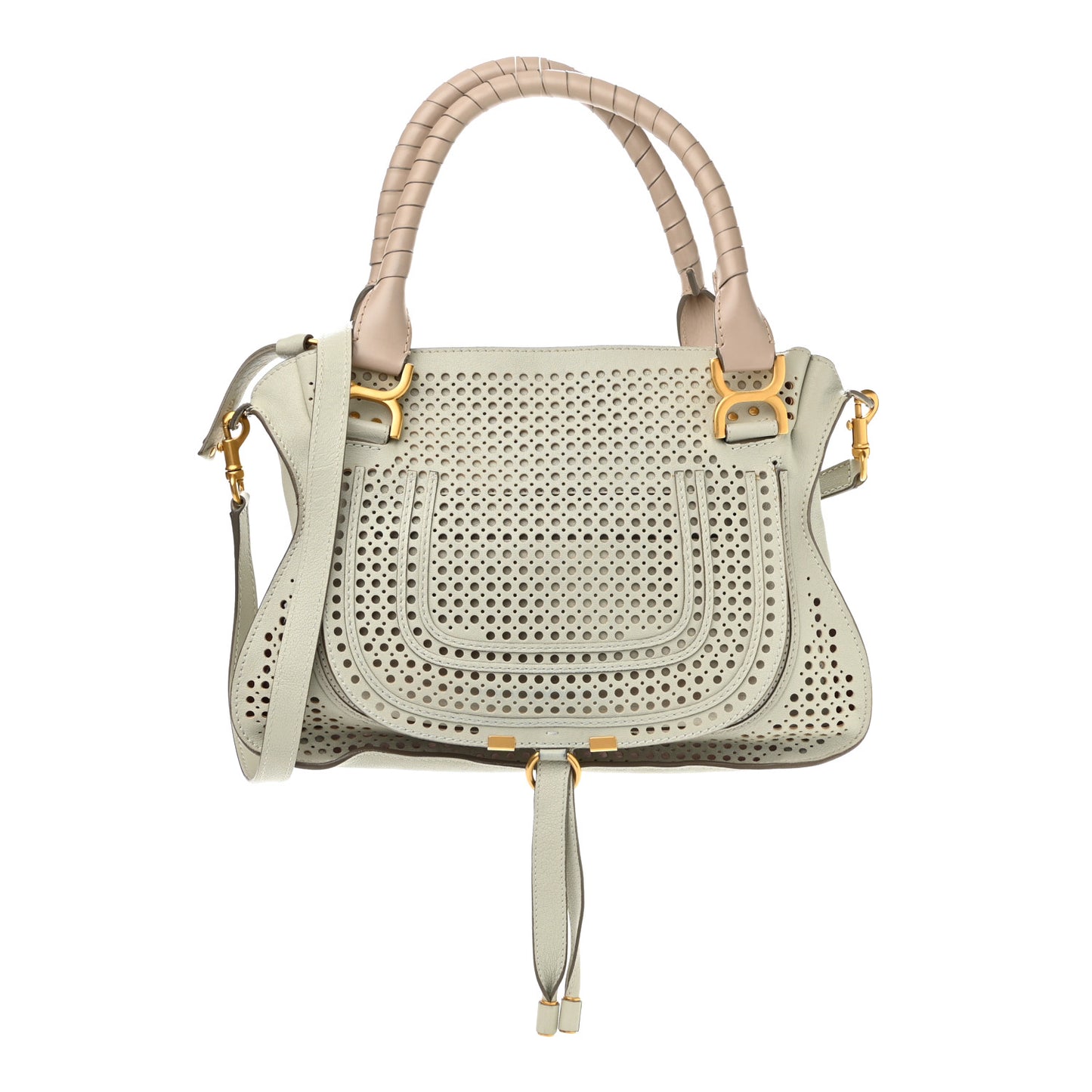 Calfskin Perforated Medium Marcie Satchel Grey