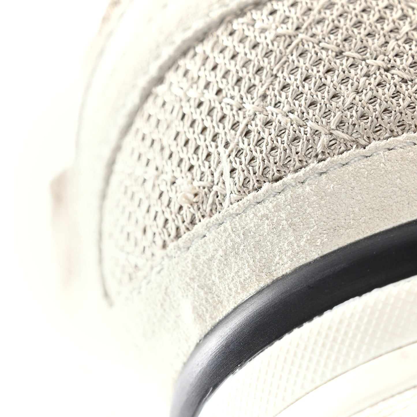 Mesh Suede Calfskin Womens CC Sneakers 36.5 White Black Beige Gold