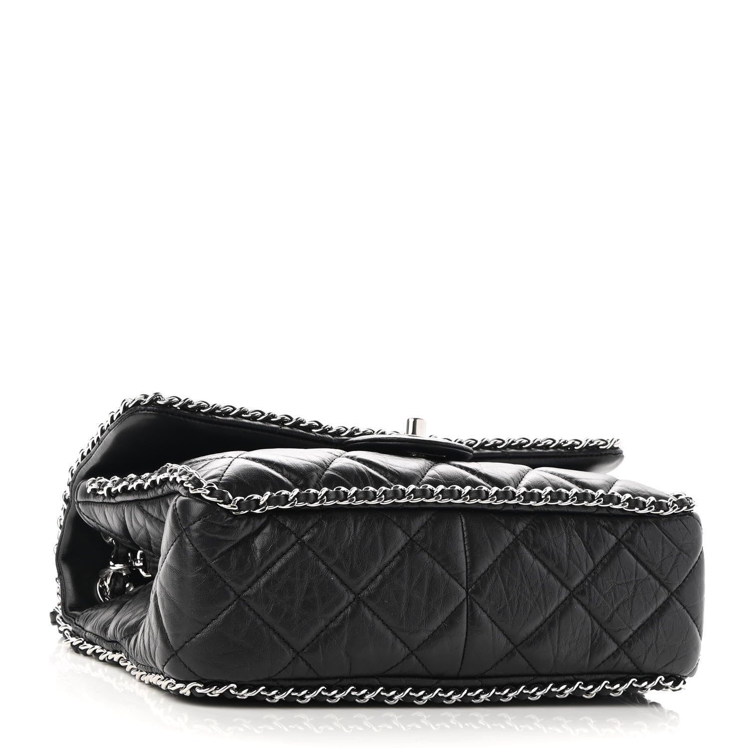 Chanel Crumpled Calfskin Medium Chain All Over Flap Black 4 of 10