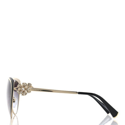 Bulgari Metal Crystal Flower Cat Eye Sunglasses 6092-B Gold Black 3 of 7