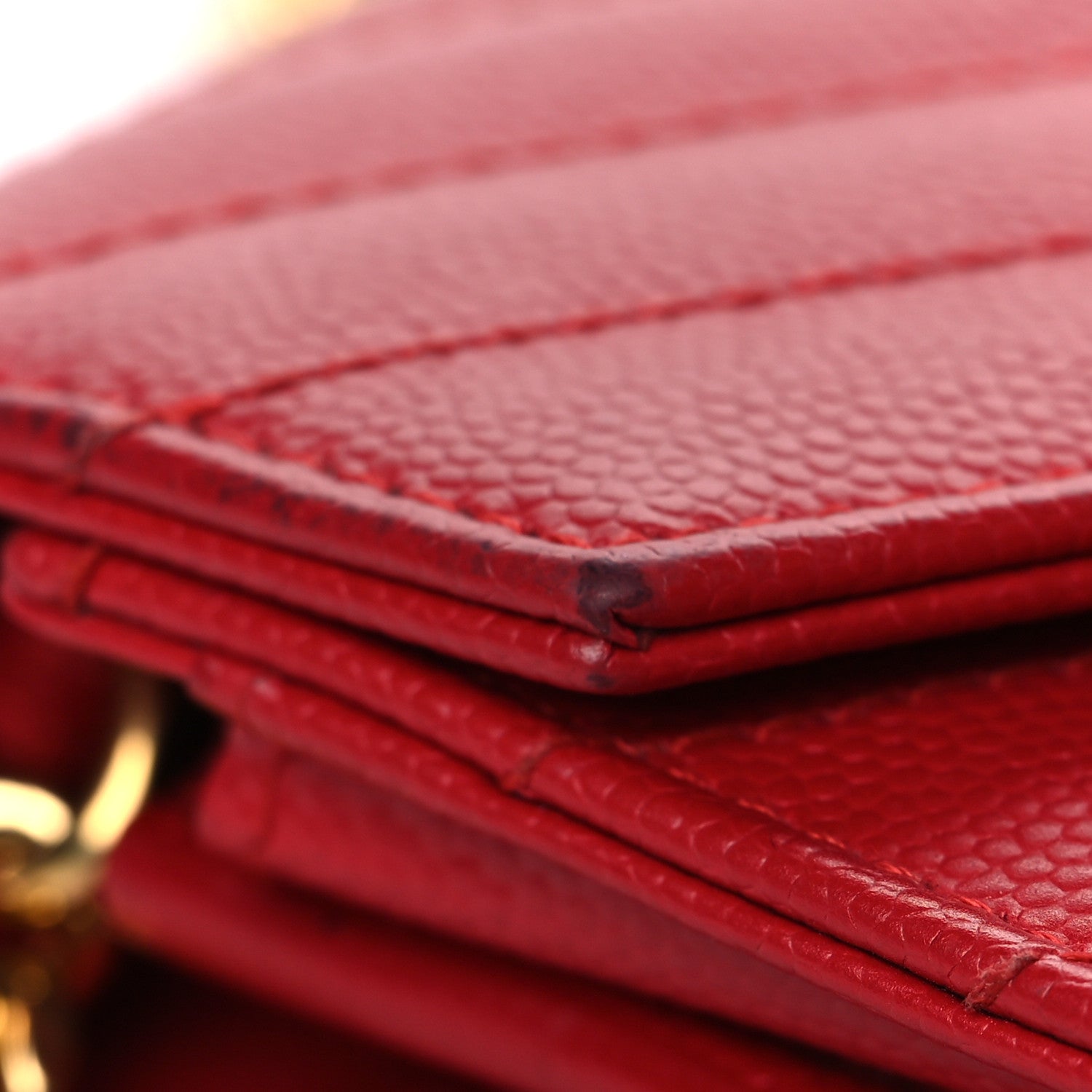 Saint Laurent Grain De Poudre Matelasse Chevron Monogram Chain Wallet Rouge Eros 11 of 11