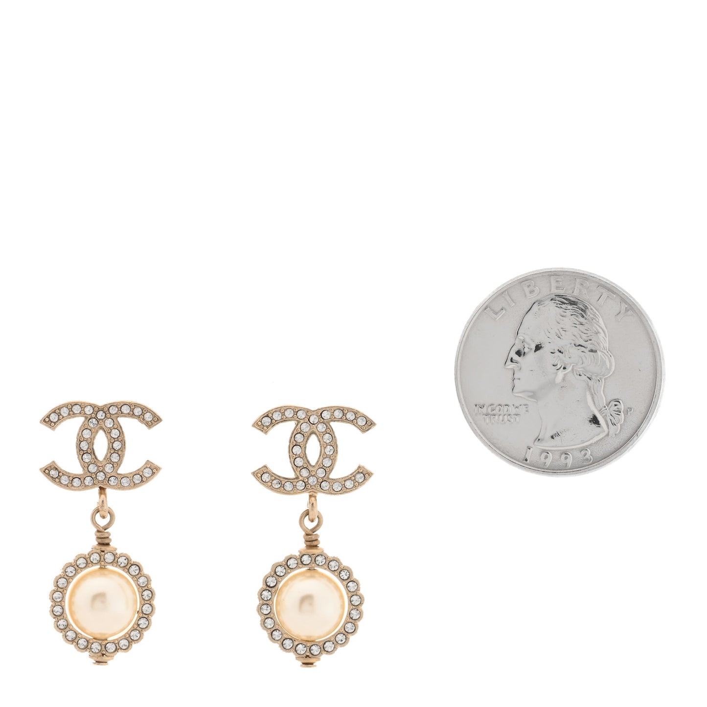 Crystal Pearl CC Lace Camellia Earrings Gold