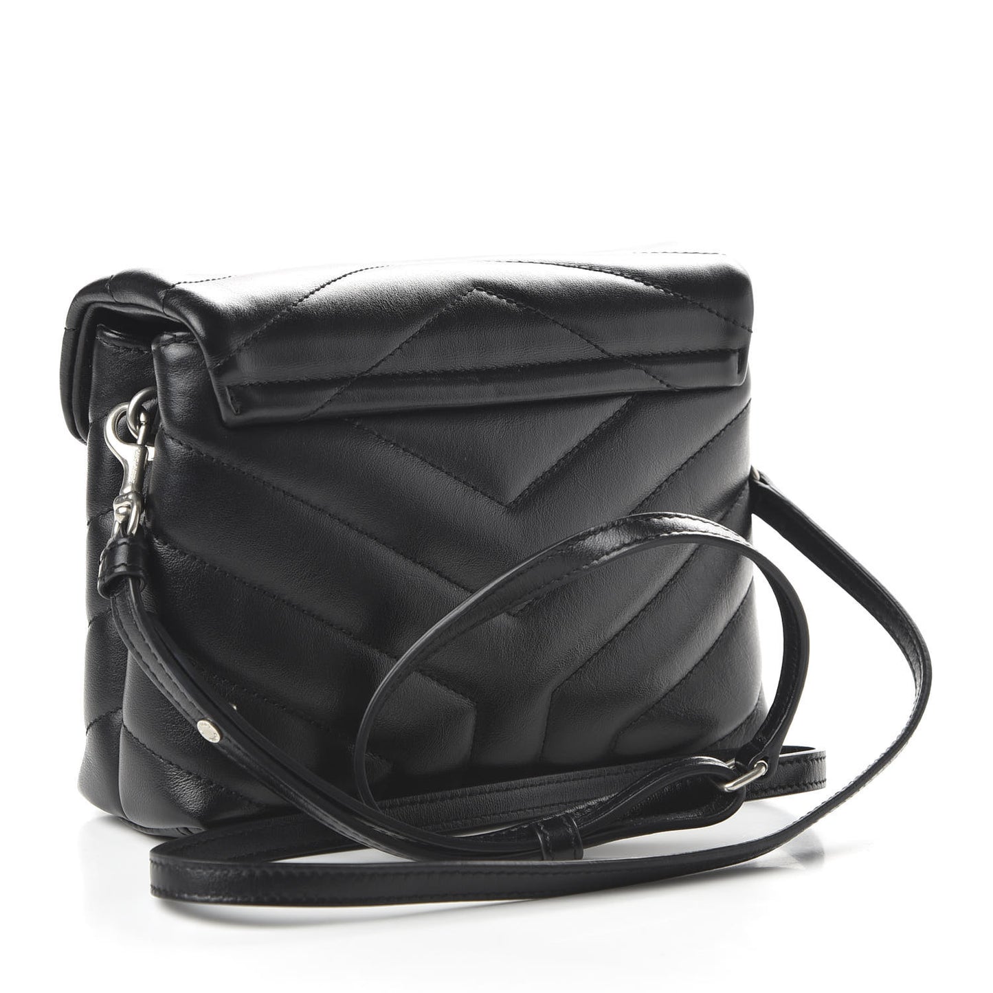 Calfskin Y Quilted Monogram Toy Loulou Crossbody Bag Black