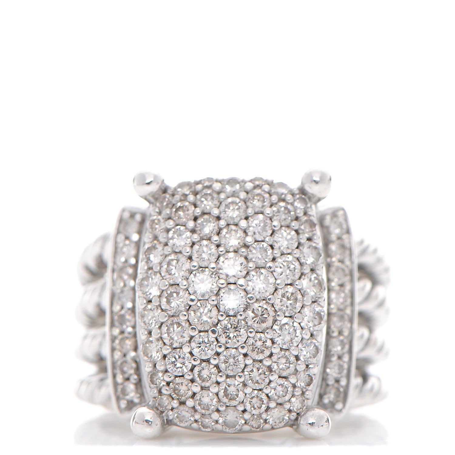 David Yurman Sterling Silver Diamond 16mm Wheaton Ring 52 6 1 of 5