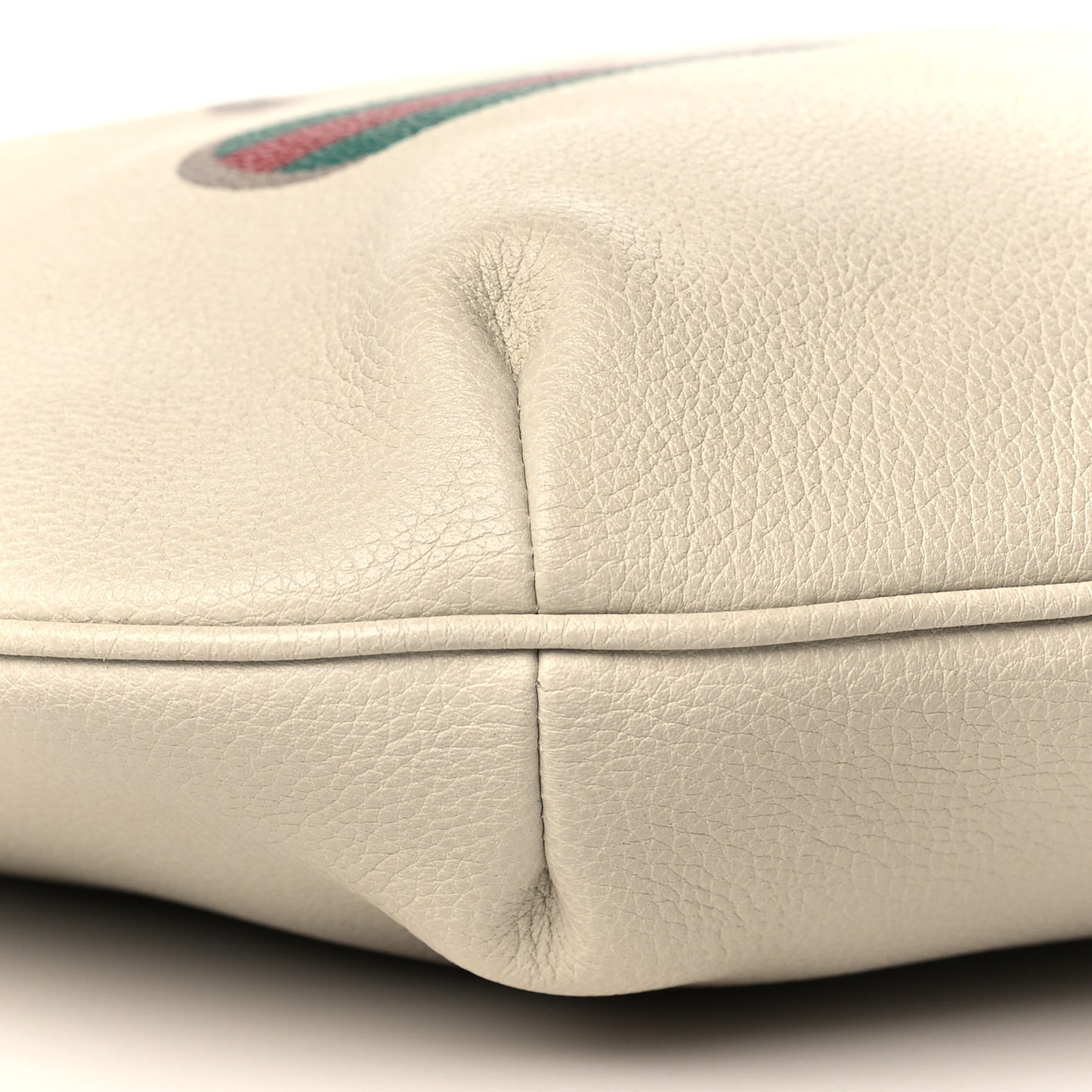 Grained Calfskin Logo Half Moon Hobo White