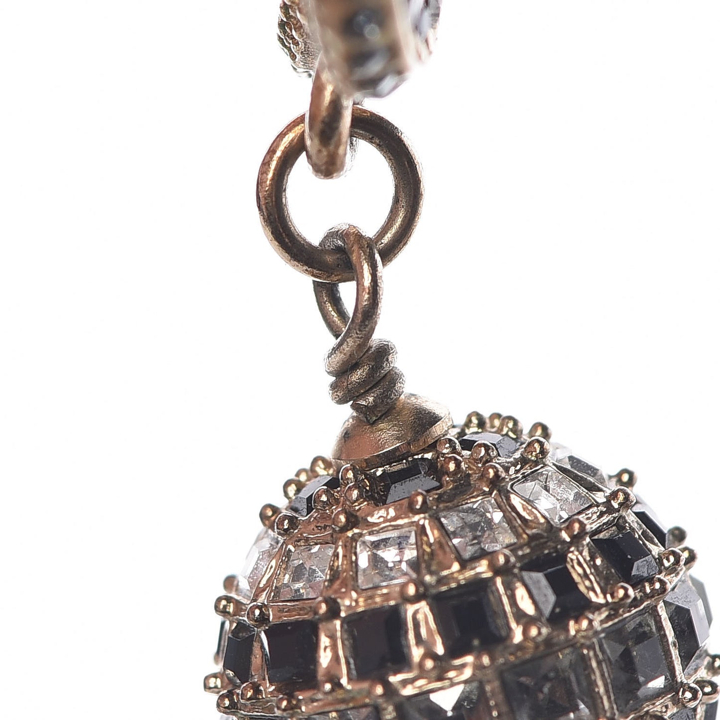 Baguette Crystal CC Drop Earrings Gold Black