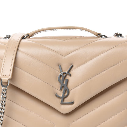 Saint Laurent Calfskin Y Quilted Monogram Small Loulou Chain Satchel Nude Powder 11 of 12