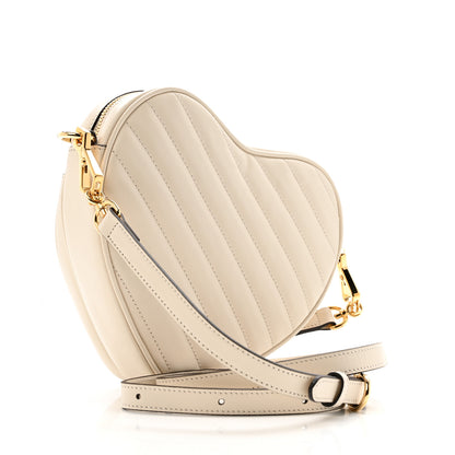 Gucci Calfskin Matelasse Diagonal Mini Interlocking G Heart Shoulder Bag Mystic White 3 of 12