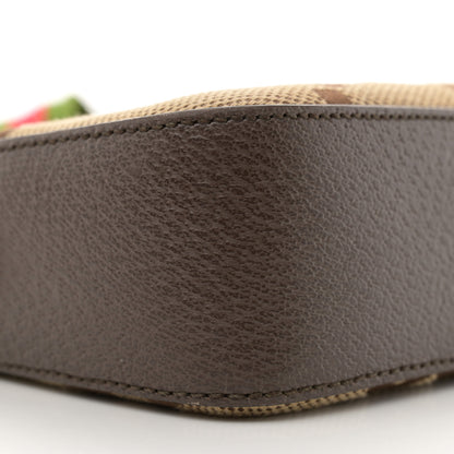 Gucci Monogram Jumbo GG Textured Dollar Calfskin Web Messenger Shoulder Bag Camel Ebony New Acero 9 of 13