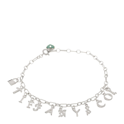 Tiffany Sterling Silver Enamel Love Notes Logo Charm Bracelet Blue 1 of 3