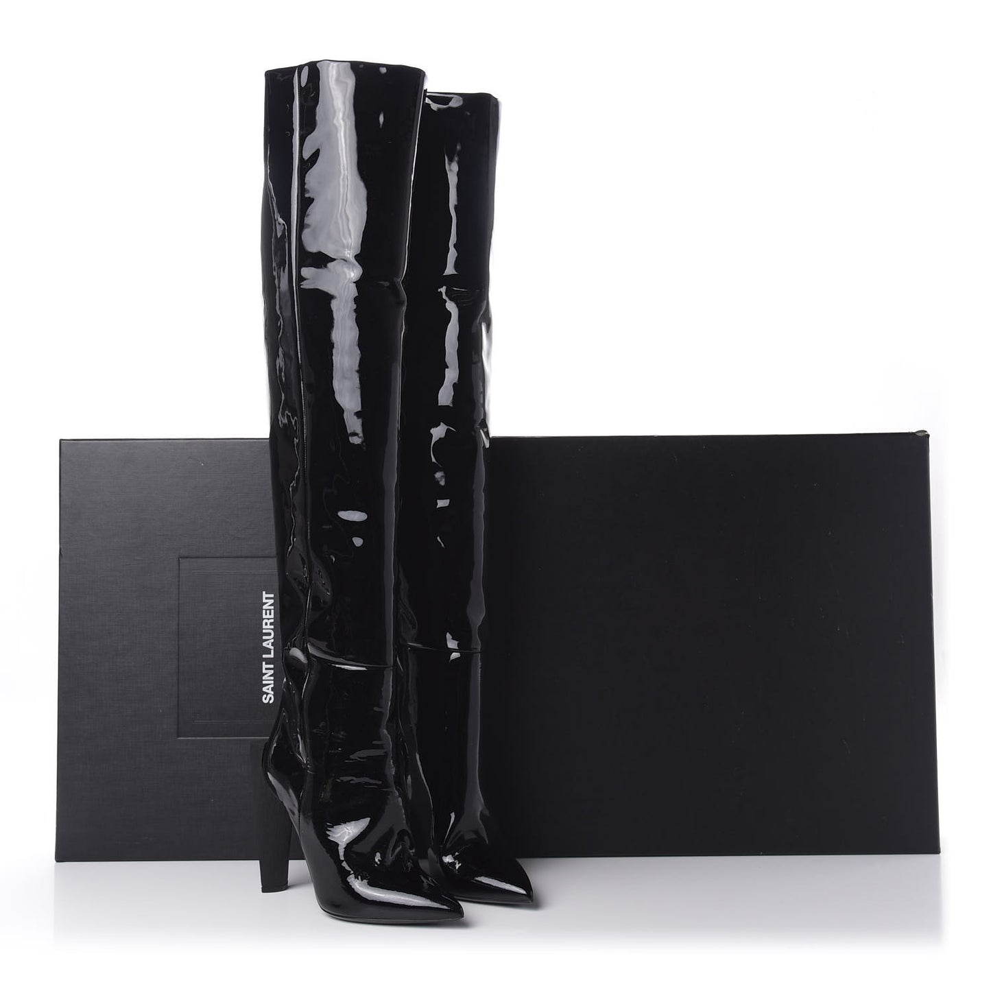 Patent Over The Knee Boots 38 Black