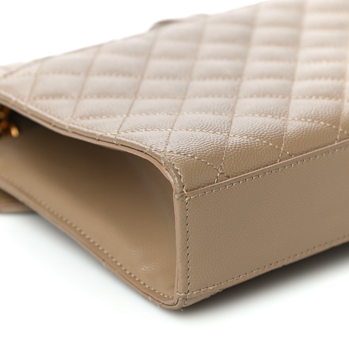 Grain De Poudre Textured Mixed Matelasse Medium Triquilt Monogram Satchel Dark Beige