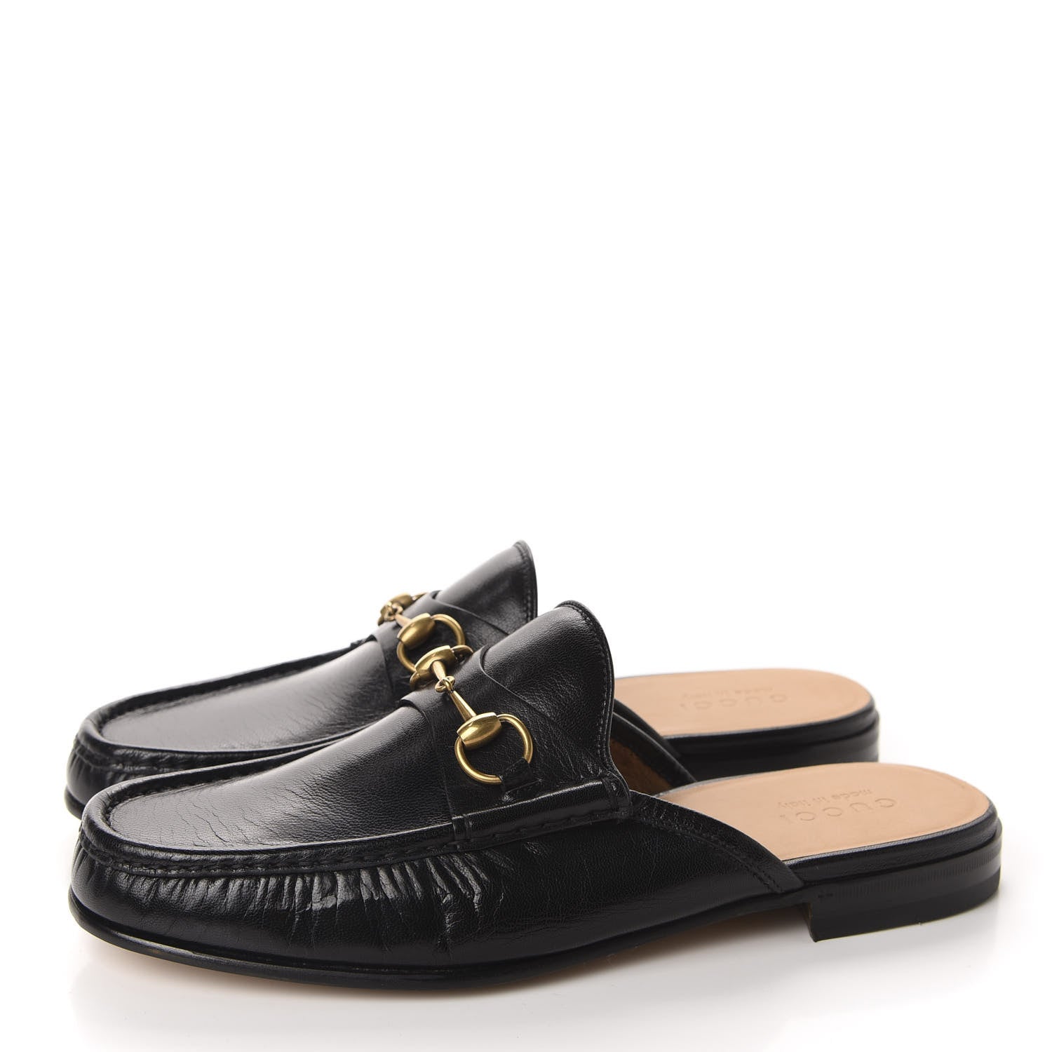 Gucci Goatskin Mens Horsebit Slippers 10.5 Black 3 of 10