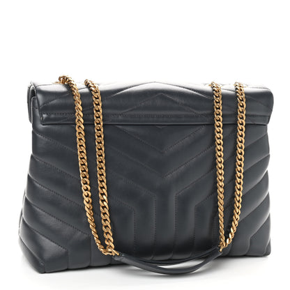 Saint Laurent Calfskin Y Quilted Monogram Medium Loulou Chain Satchel Dark Smog 2 of 9