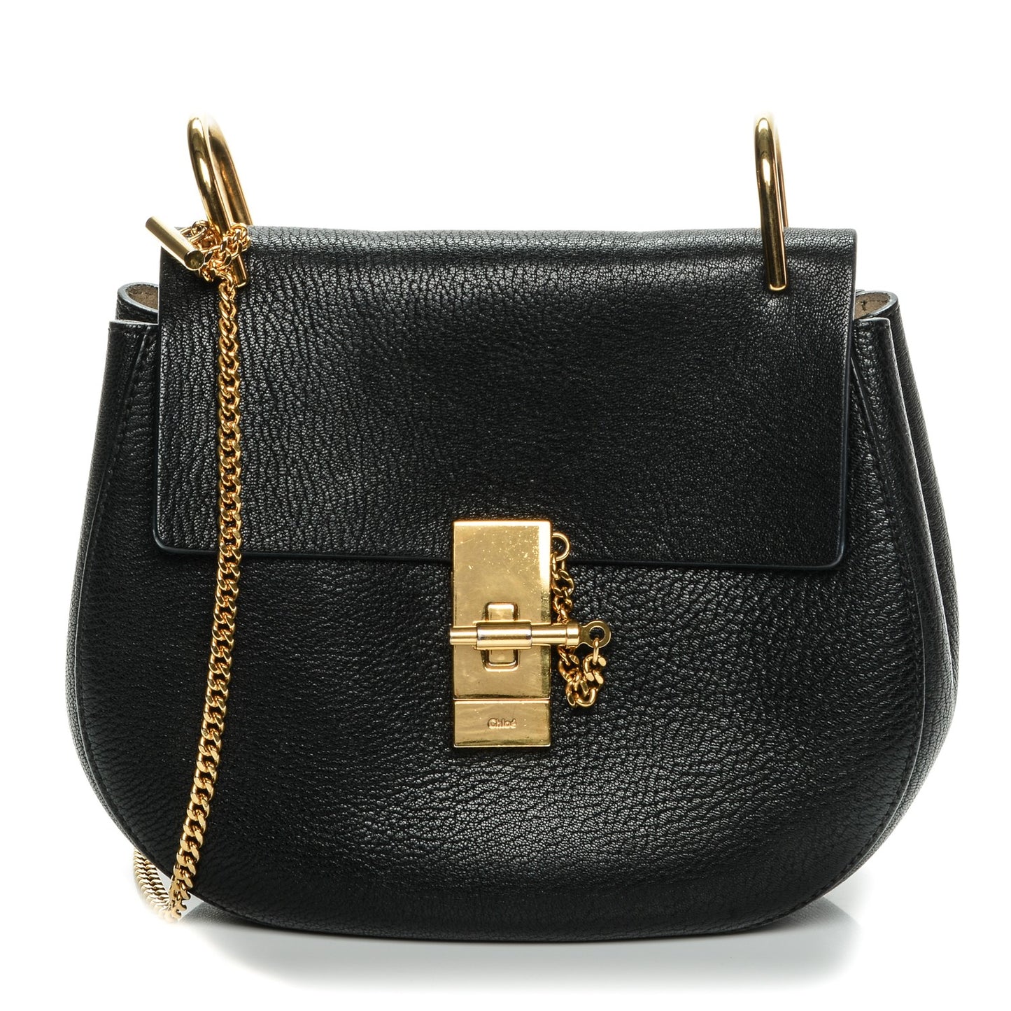 Grained Lambskin Drew Shoulder Bag Black