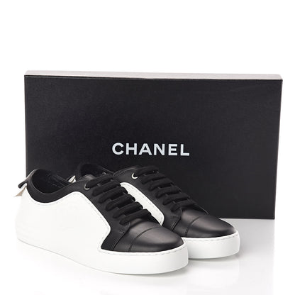 Chanel Calfskin CC Sneakers 36.5 Black White 8 of 8