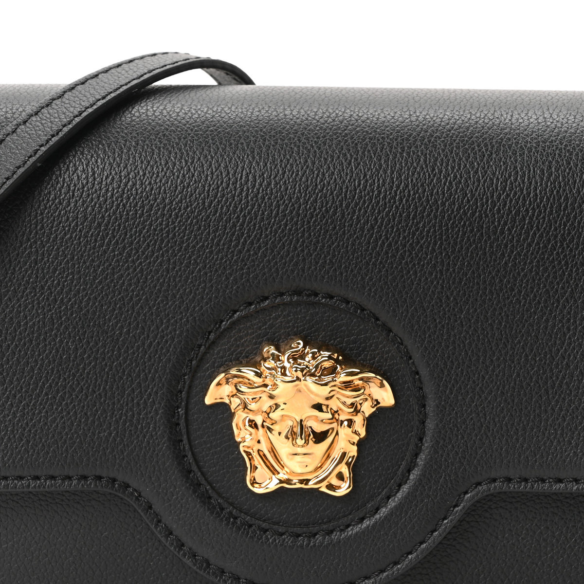 Versace Grained Calfskin La Medusa Flap Shoulder Bag  Black 6 of 8
