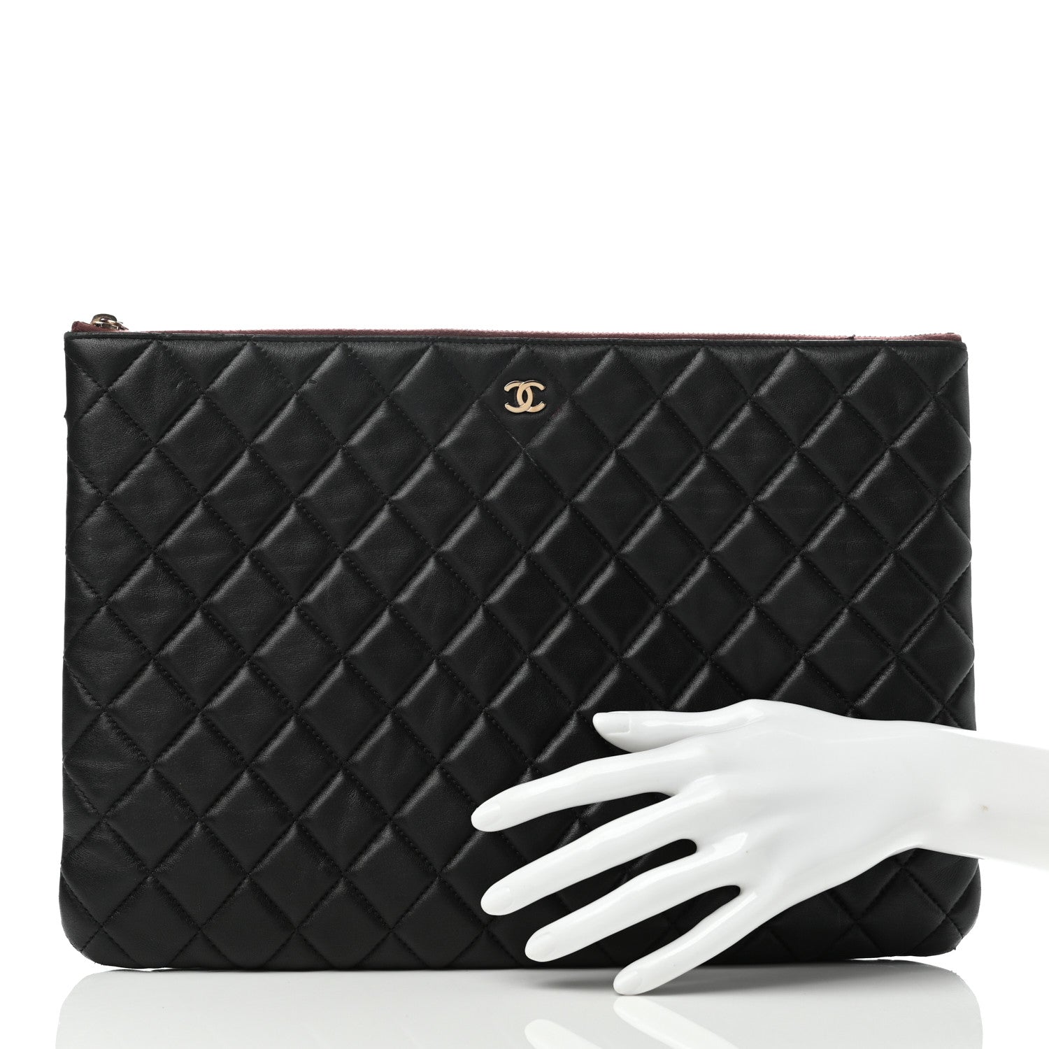 Chanel Lambskin Quilted Large Cosmetic Case Black 2 of 8