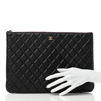 Chanel Lambskin Quilted Large Cosmetic Case Black 2 of 8