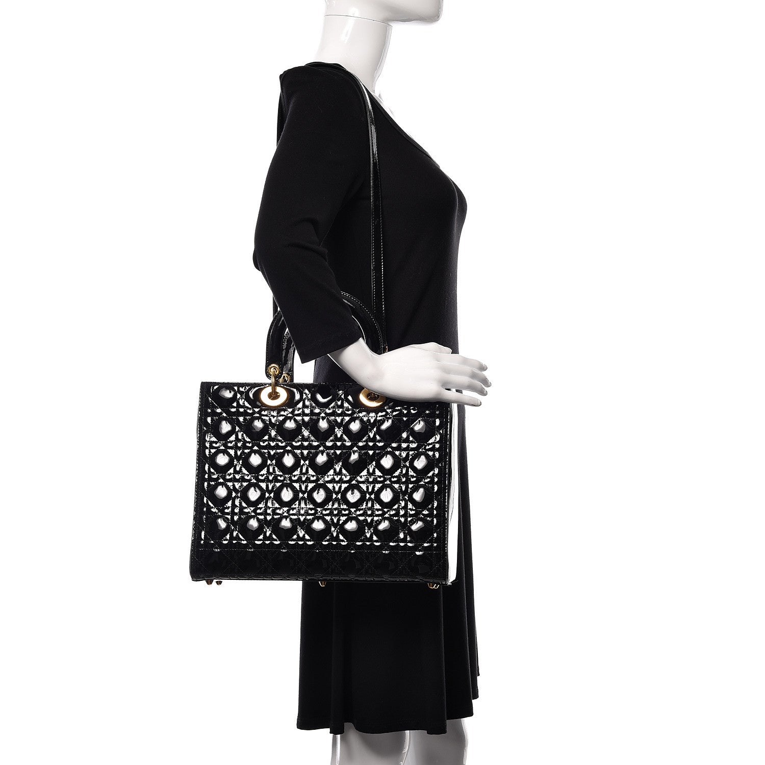 Christian Dior Patent Cannage Large Lady Dior Black 2 of 10