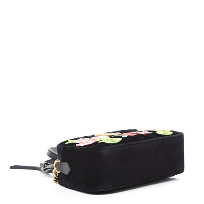 Gucci Velvet Matelasse Deer Embroidered Small GG Marmont Chain Shoulder Bag Black 3 of 9