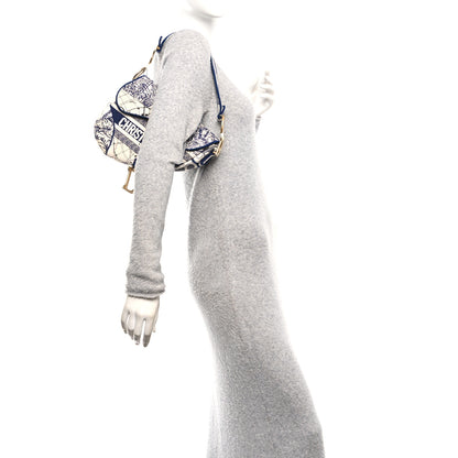 Christian Dior Canvas Embroidered Around the World Saddle Bag Blue 2 of 11