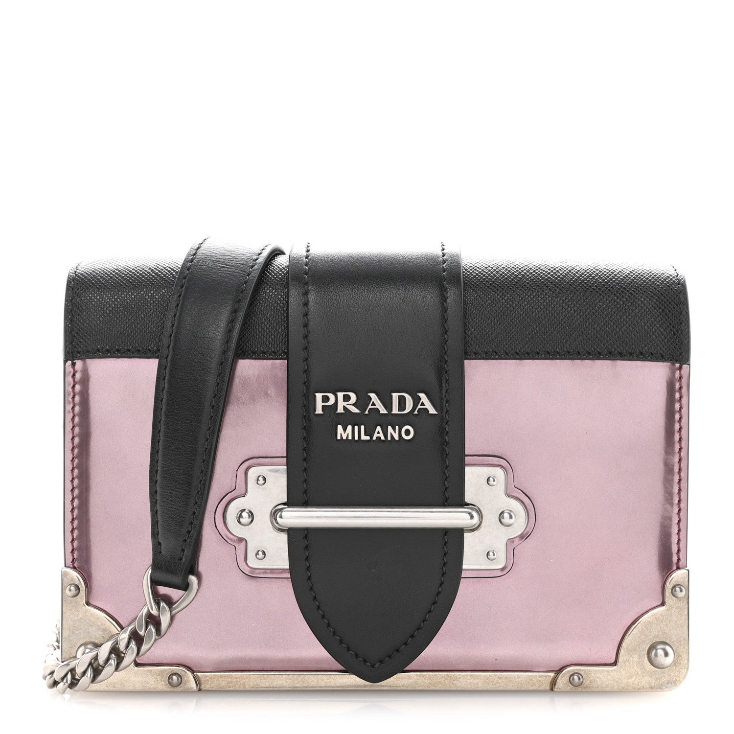 Prada Metallic Vitello Saffiano Cahier Bag Ibisco Black 1 of 13