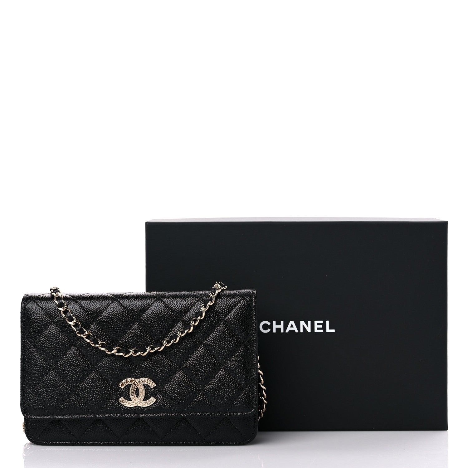 Chanel Caviar Quilted Chain CC Wallet On Chain WOC Black 14 of 14