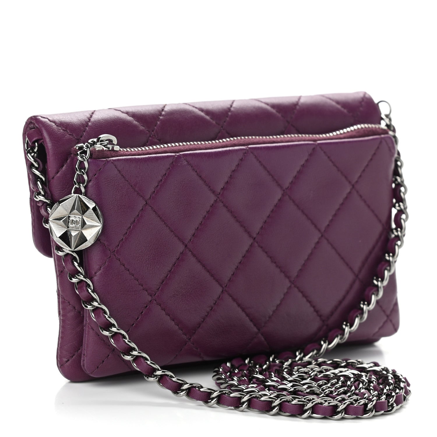 Chanel Lambskin Quilted Mini Mineral Nights Flap Crossbody Bag Purple 3 of 11