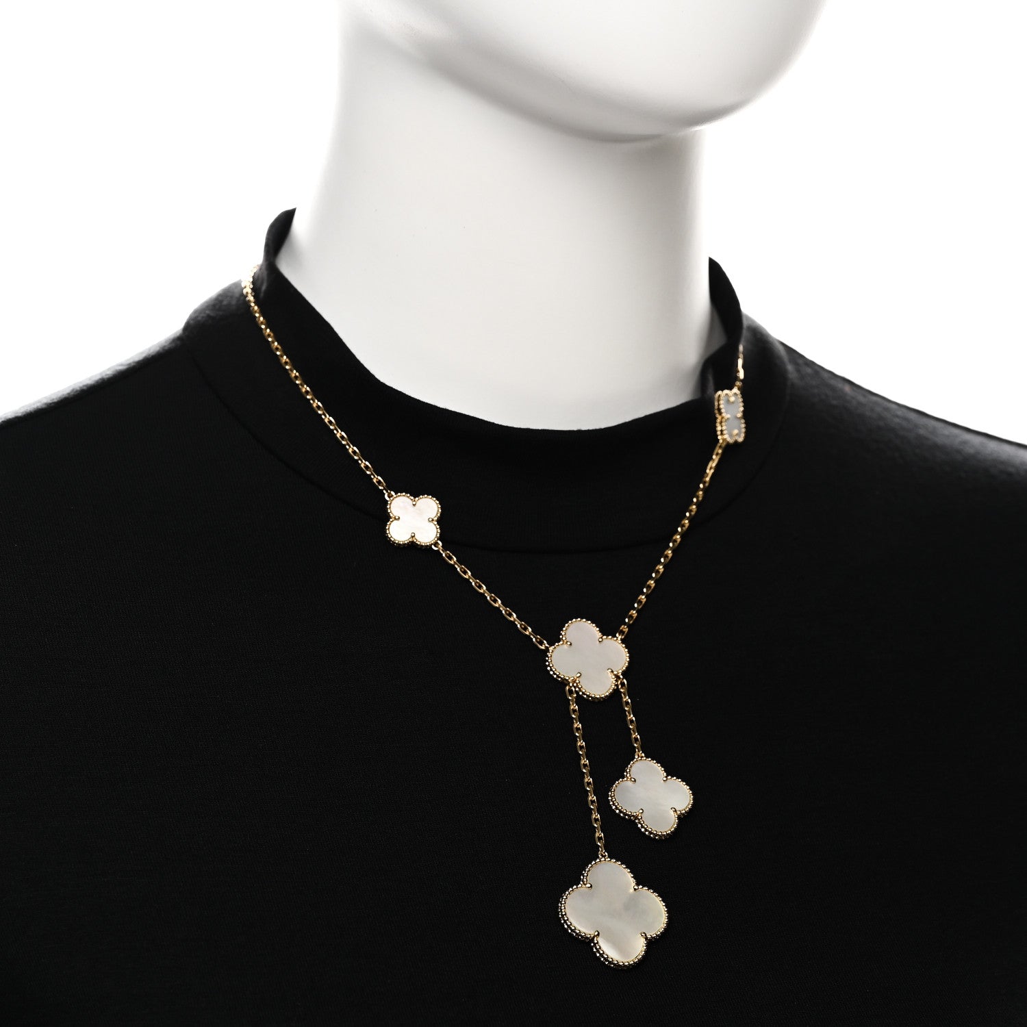 Van Cleef & Arpels 18K Yellow Gold Mother of Pearl 6 Motifs Magic Alhambra Necklace 2 of 6