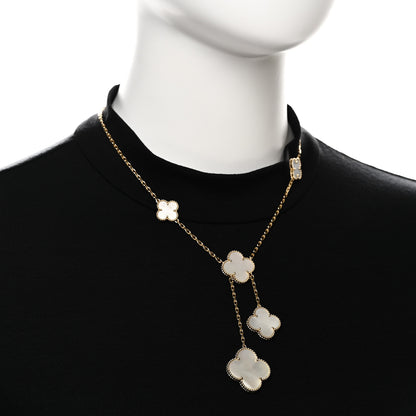 Van Cleef & Arpels 18K Yellow Gold Mother of Pearl 6 Motifs Magic Alhambra Necklace 2 of 6