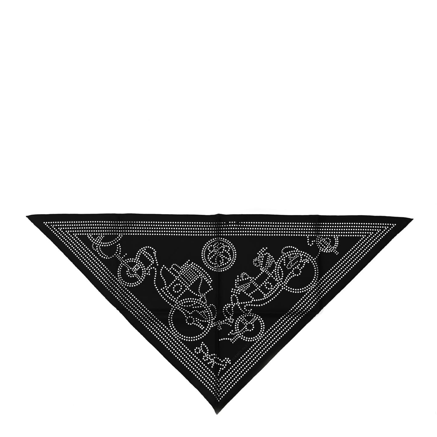 Silk Ex-Libris Perforated Triangle Scarf Black