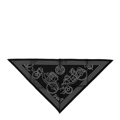 Hermes Silk Ex-Libris Perforated Triangle Scarf Black 1 of 4