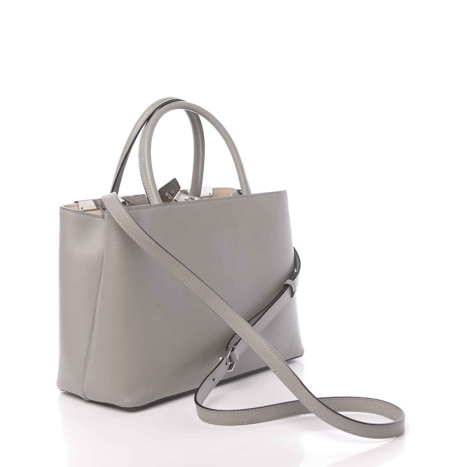 Fendi Vitello Cenury Petite 2Jours Tote Ghiaccio Camelia 3 of 13