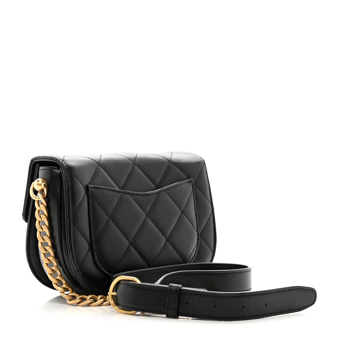 Caviar Quilted Moon Messenger Black