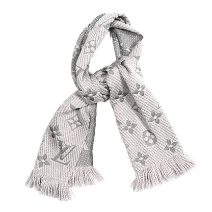 Louis Vuitton Wool Silk Logomania Scarf Pearl Grey 1 of 3