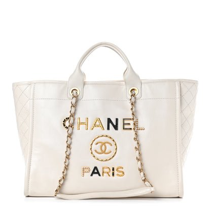Chanel Aged Calfskin Medium Charms Deauville Tote White 1 of 10