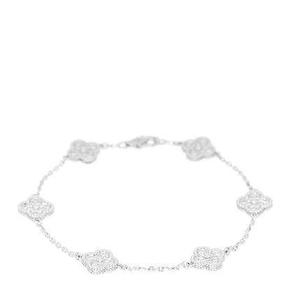Van Cleef & Arpels 18K White Gold Diamond 6 Motifs Sweet Alhambra Bracelet 1 of 4