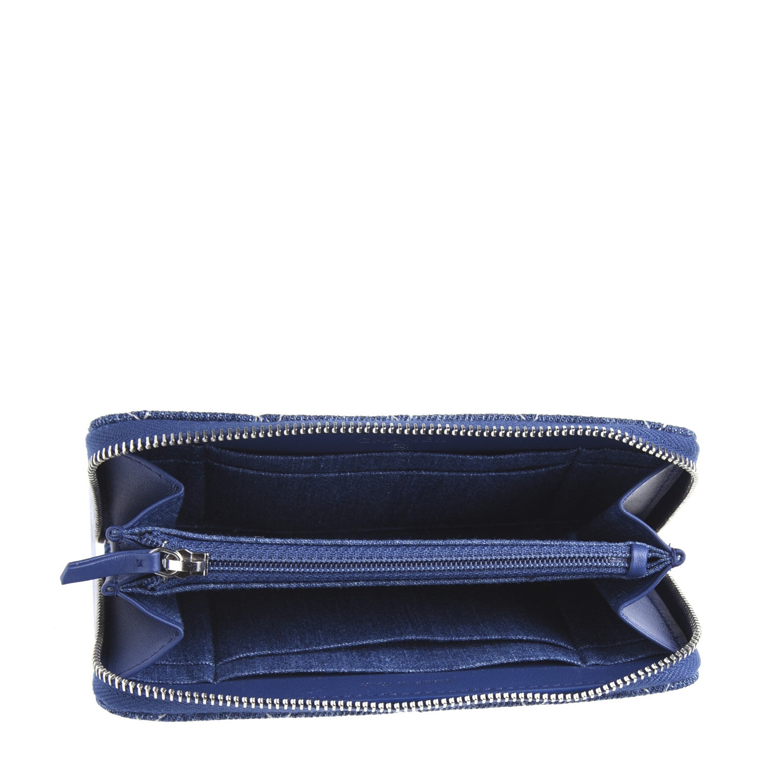 Chanel Denim Quilted Medium Zip Wallet Blue 5 of 9