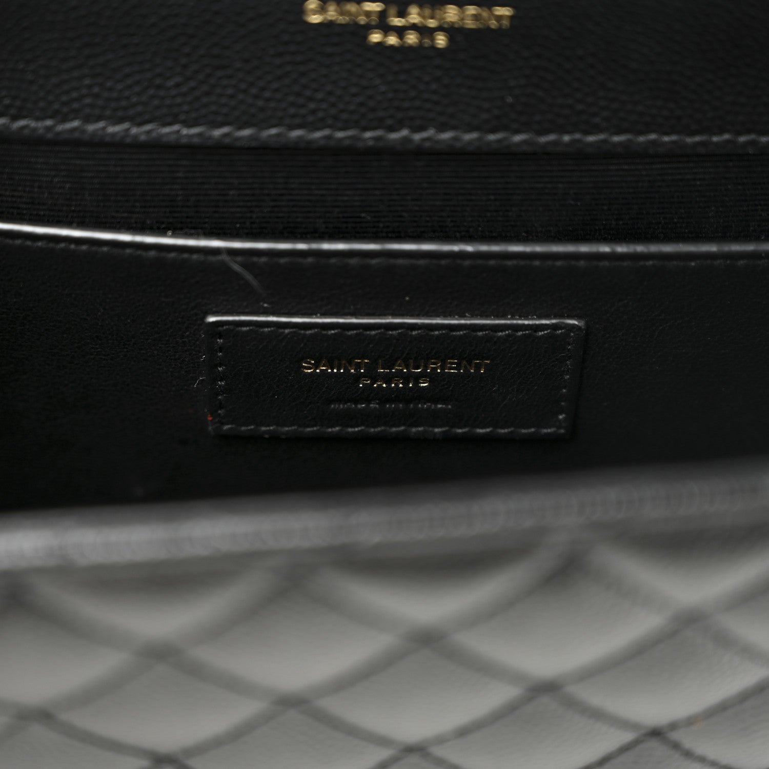 Saint Laurent Grain De Poudre Textured Mixed Matelasse Triquilt Medium Monogram Satchel Black 7 of 10
