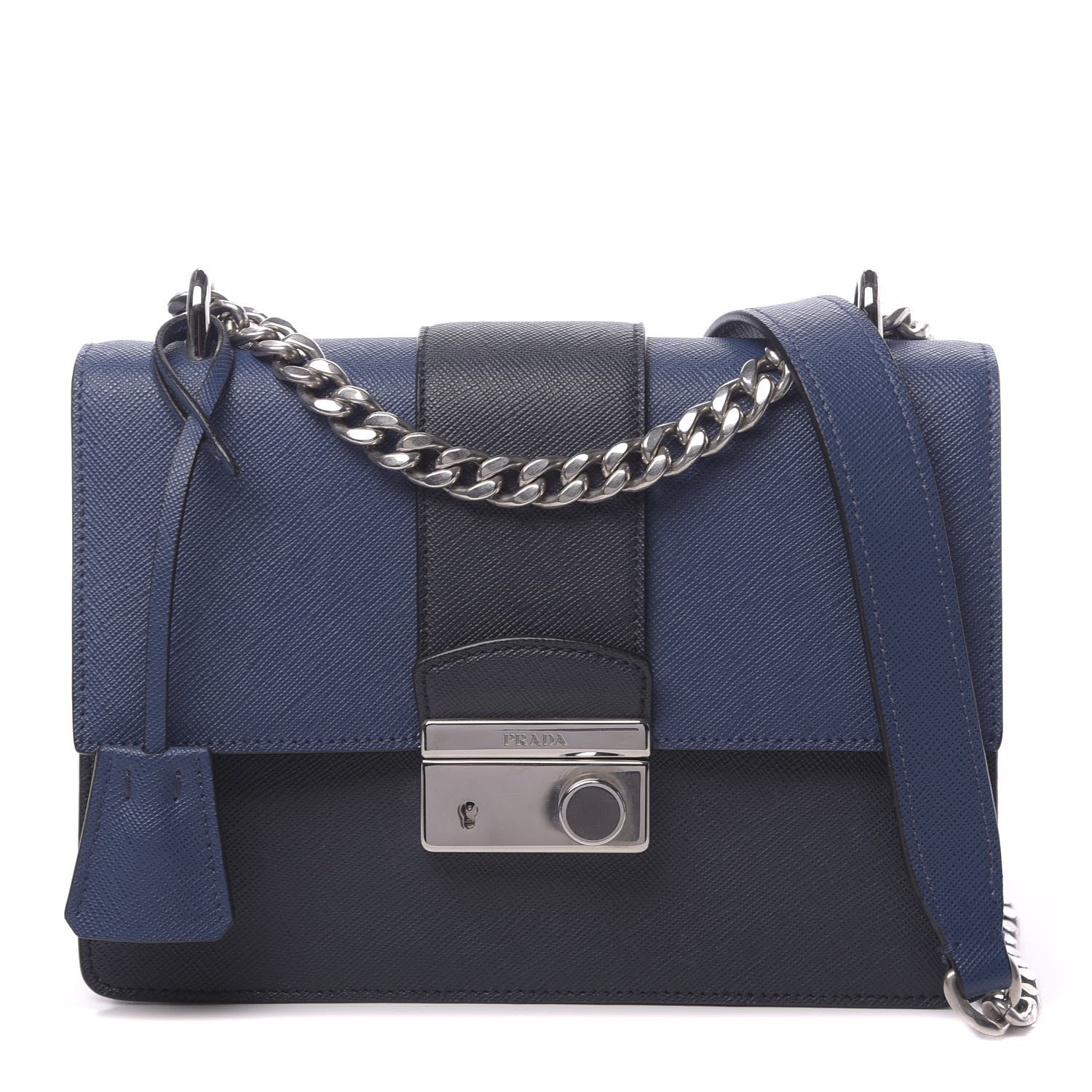 Prada Saffiano Pattina Crossbody Bag Bluette Baltico 1 of 10