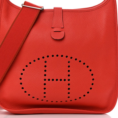 Hermes Taurillon Clemence Amazone Evelyne III GM Rouge Pivoine 7 of 12