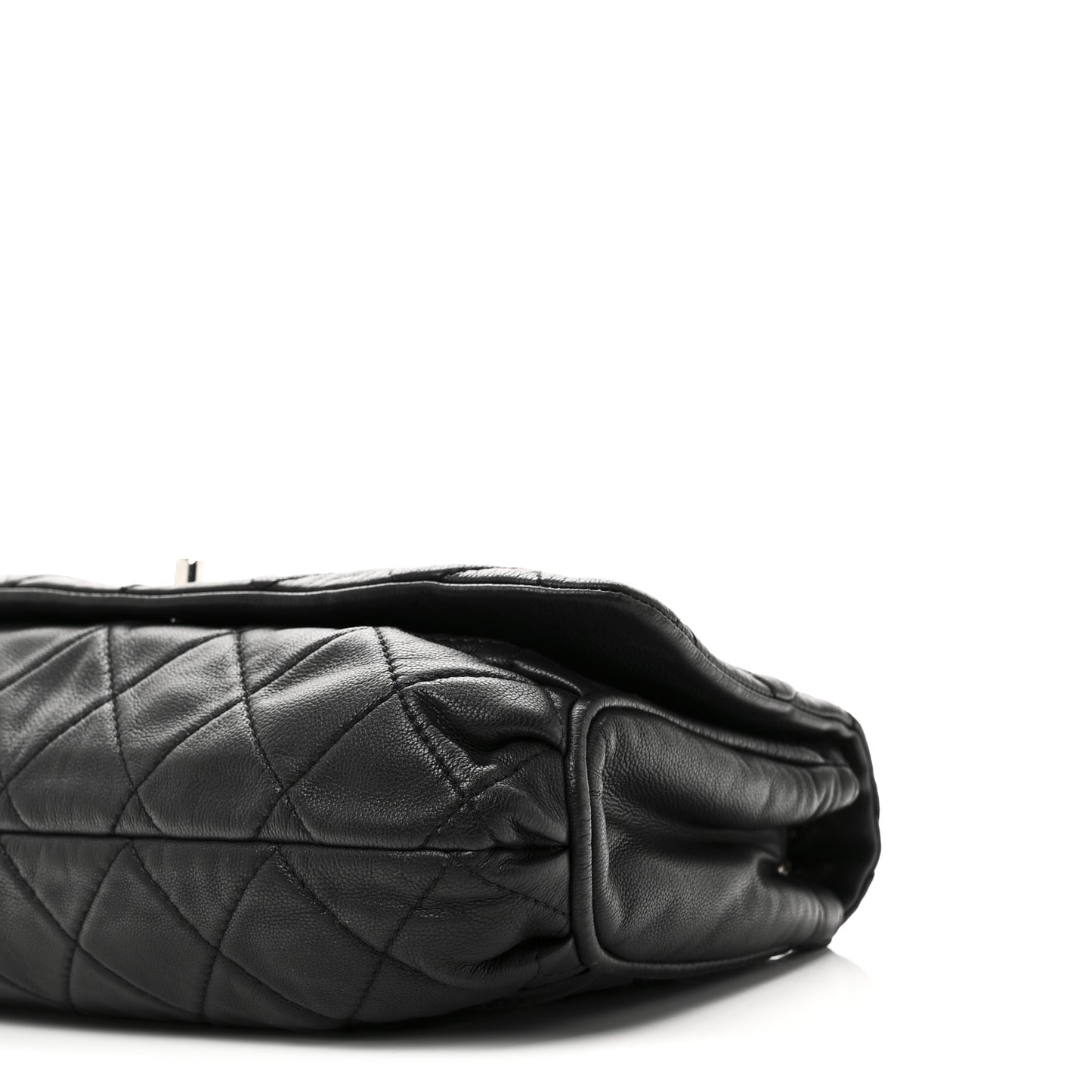Calfskin Quilted CC Curvy Flap Black