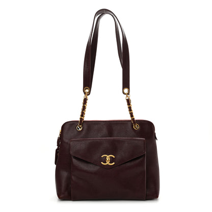 Chanel Caviar Flap Shoulder Bag Burgundy 1 of 22