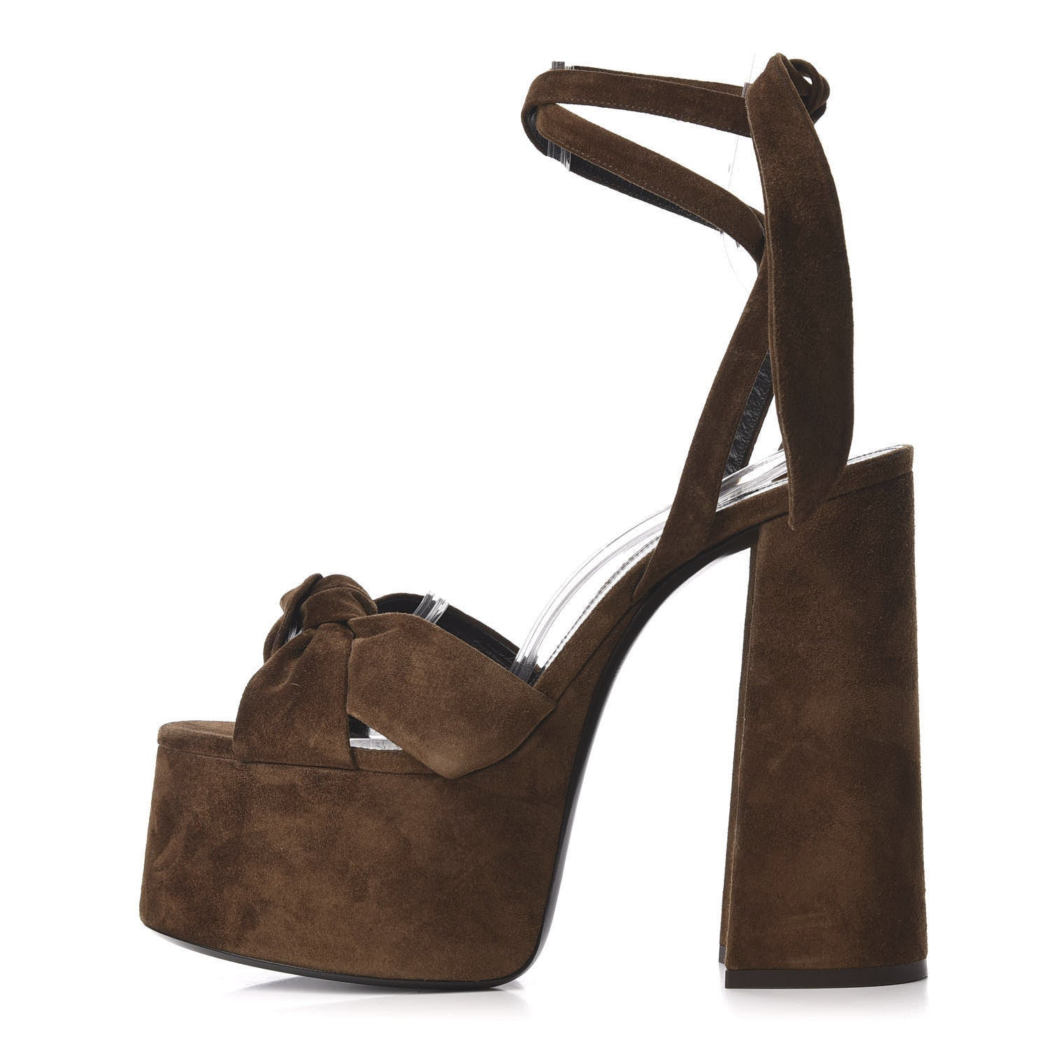 Saint Laurent Suede Bianca 125 Platform Sandals 39.5 Brown 1 of 8