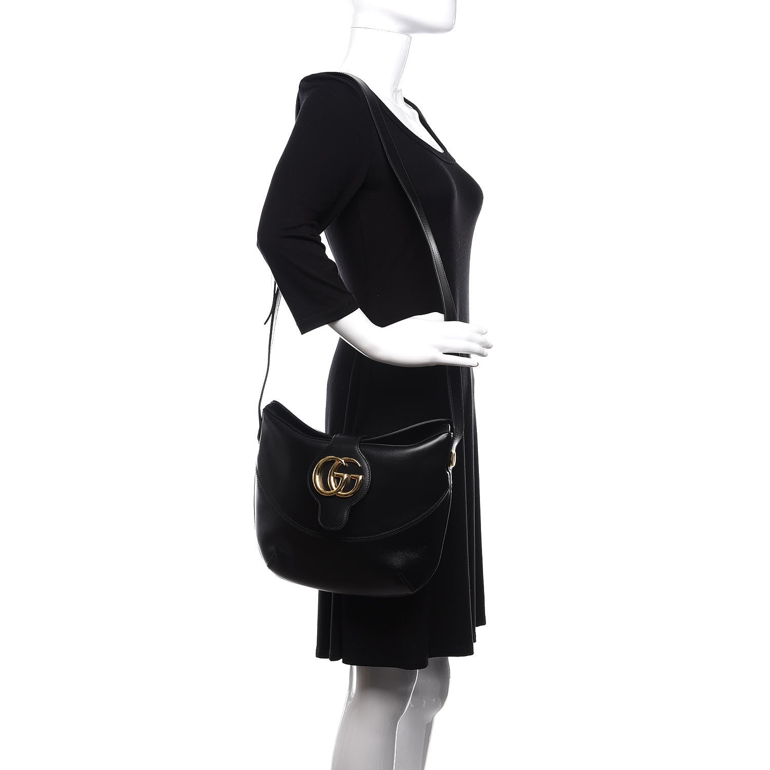 Gucci Calfskin Medium Arli Shoulder Bag Black 2 of 10
