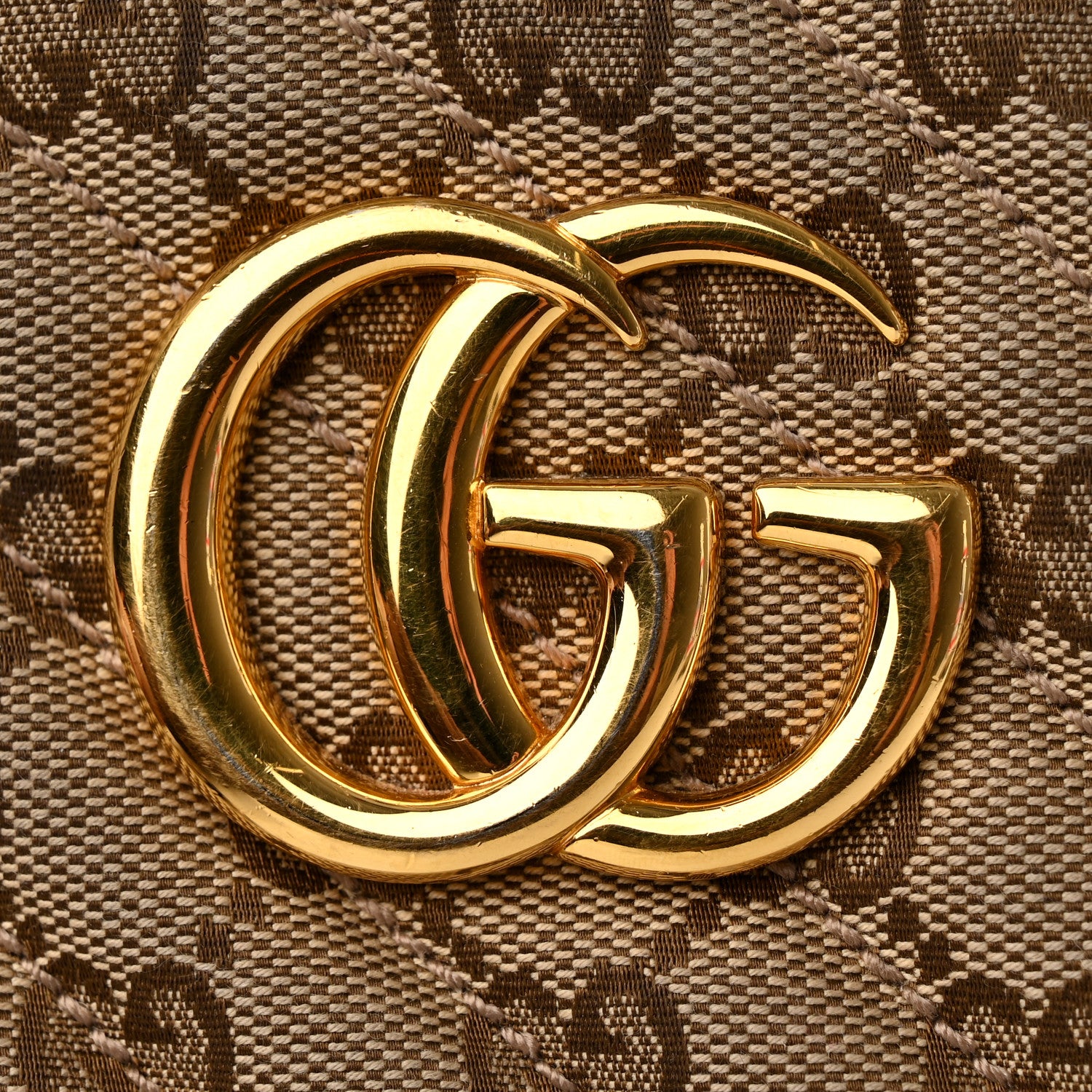 Gucci Monogram Matelasse Diagonal Small GG Marmont Chain Shoulder Bag Beige Black 16 of 19