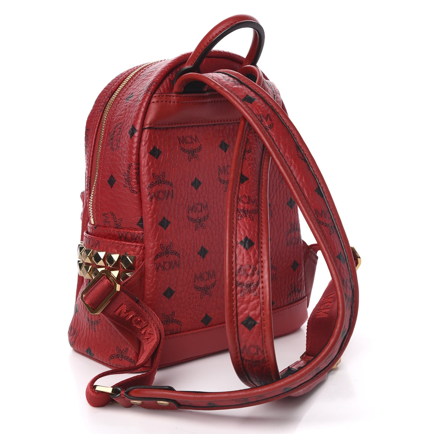 MCM Visetos Side Stud Mini Stark Backpack Ruby Red 2 of 8