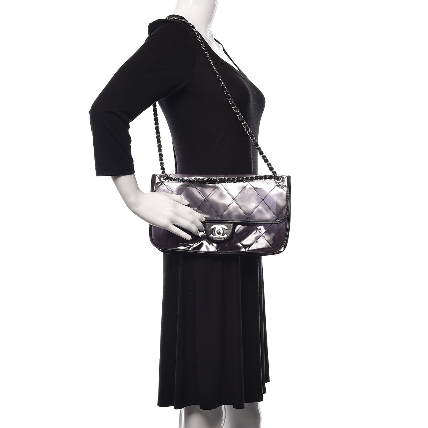 Vinyl Quilted Degrade Jumbo Single Flap Black